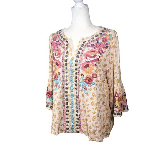 Savanna Jane Top Womens Size Small Embroidered Bohemian Hippie Festival Casual - Picture 3 of 10